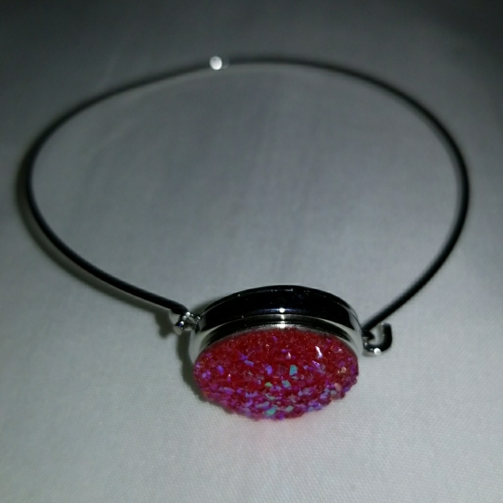 Simple Snap Bracelet with Pink Glitter 18mm Snap